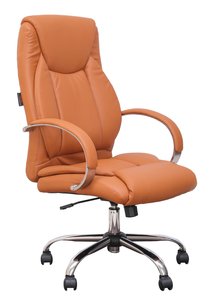 Orange leather deals office chair